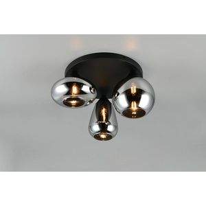 Plafoniera Lumina, TRIO, 35x24.5 cm, 10W, 3x E14, metal, negru mat/argintiu imagine