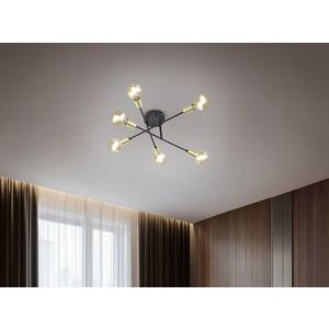 Plafoniera Cross, TRIO, 56.6x19.1 cm, 40W, 6x E27, metal, negru mat imagine