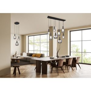 Lustra Diva, TRIO, 85x20x150 cm, 10W, 6x E27, metal, negru mat/argintiu imagine