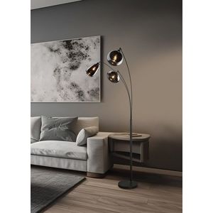 Lampadar Lumina, TRIO, 31x71x200 cm, 10W, 3x E14, metal, negru mat/argintiu imagine