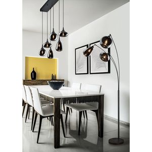 Lustra Lumina, TRIO, 85x20x150 cm, 40W, 6x E14, metal, negru mat/argintiu imagine