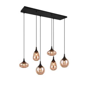 Lustra Lumina, TRIO, 85x20x150 cm, 40W, 6x E14, metal, negru mat imagine
