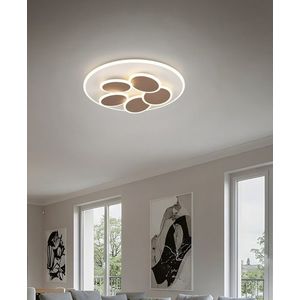 Plafoniera Mandala, TRIO, 48x7.5 cm, 35W, 1x SMD, metal, maro/alb imagine
