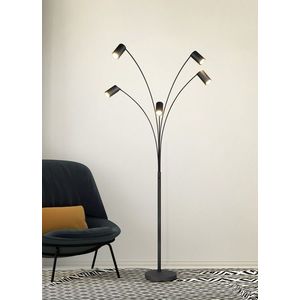 Lampadar Marley, TRIO, 80x55x200 cm, 10W, 5x GU10, metal, negru mat imagine