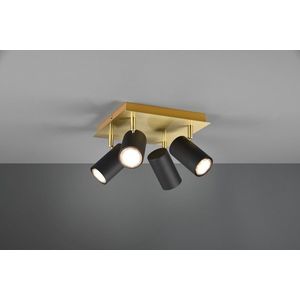Plafoniera Marley, TRIO, 24x24x15 cm, 35W, 4x GU10, metal, negru/auriu imagine