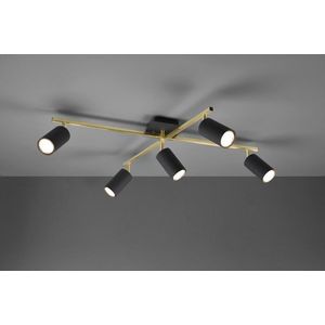 Plafoniera Marley, TRIO, 77.4x57.4x22.4 cm, 35W, 5x GU10, metal, negru/auriu imagine