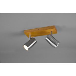 Plafoniera Marley, TRIO, 26x9x16 cm, 35W, 2x GU10, metal, argintiu mat/natur imagine