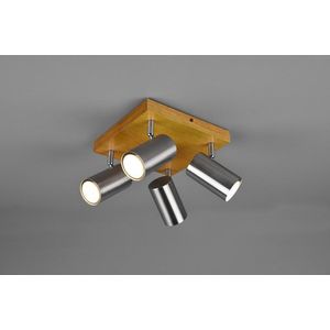 Plafoniera Marley, TRIO, 22x22x16 cm, 35W, 4x GU10, metal, argintiu mat/natur imagine