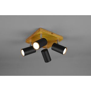 Plafoniera Marley, TRIO, 22x22x16 cm, 35W, 4x GU10, metal, negru mat/natur imagine