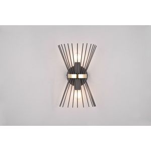 Aplica de perete Rod, RL, 21x13x31 cm, 40W, 2x E14, metal, negru/auriu imagine