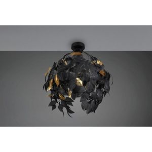 Plafoniera Leavy, RL, 38x58 cm, 28W, 1x E27, metal, negru mat/auriu imagine