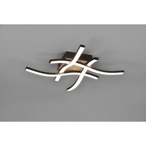 Plafoniera Route, RL, 46x46x7 cm, 5W, 4x SMD, MDF, natur/negru imagine