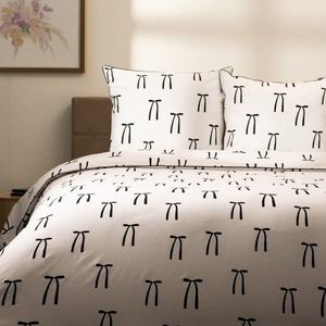 Lenjerie de pat pentru o persoana Carnival, Homla, 2 piese, 140x200 cm, bumbac, alb/negru imagine