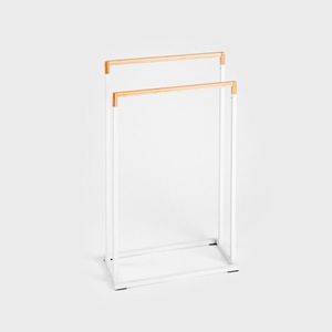 Suport pentru prosoape Coper, Homla, 45x21x76 cm, metal/bambus, alb/natur imagine