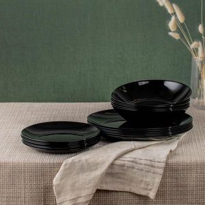 Serviciu de masa 18 piese Capri, Homla, ceramica, negru imagine