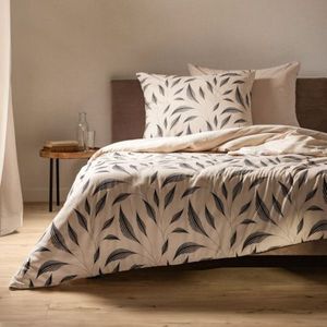 Lenjerie de pat pentru o persoana Felicity, Homla, 2 piese, 140x200 cm, microfibra din poliester, bej/negru imagine