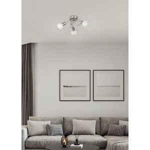 Plafoniera Antibes, RL, 47x20 cm, 28W, 3x E14, metal, nichel mat/alb imagine