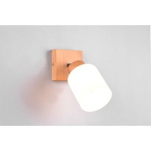 Aplica de perete Assam, RL, 10x10x21 cm, 25W, 1x E14, lemn, natur/alb imagine