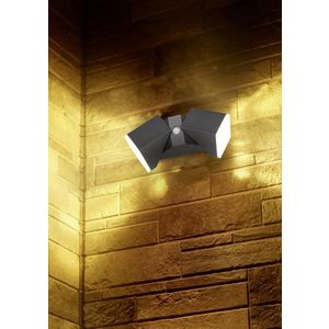 Aplica de perete pentru exterior cu senzor Avon, TRIO, 9x28 cm, 7W, 2x SMD LED, aluminiu turnat, antracit imagine