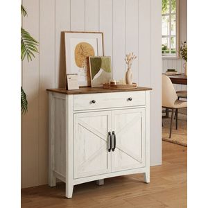 Bufet cu 2 usi si 1 sertar, Vasagle, 80x40x80 cm, MDF/PAL, alb rustic/maro imagine