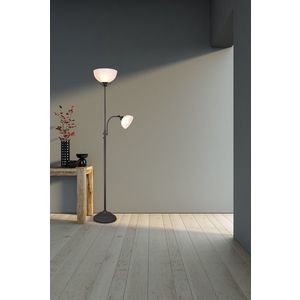 Lampadar Country, RL, 30x184 cm, 100W/40W, 1x E27, 1x E14, metal, negru/alb imagine