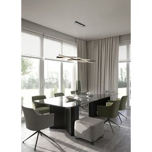 Lustra Blaze, TRIO, 107.5x15.5x150 cm, 35W, 1x SMD LED, metal, argintiu/negru imagine