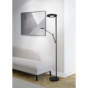 Lampadar Barrie, TRIO, 30x181 cm, 32W/6W, 2x SMD LED, metal, negru mat imagine