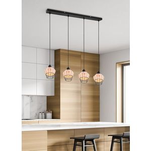 Lustra Borka, RL, 95x17.5x150 cm, 40W, 4x E27, ratan, natur/negru imagine