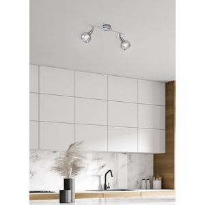 Plafoniera Brest, RL, 40x9x20.5 cm, 15W, 2x E14, metal, argintiu imagine