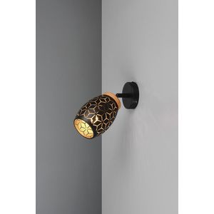 Aplica de perete Bidar, RL, 12x10 cm, 10W, 1x E14, metal, negru/natur imagine