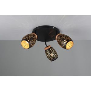 Plafoniera Bidar, RL, 58x27 cm, 10W, 3x E14, metal, negru/natur imagine