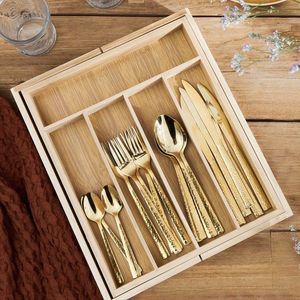 Suport organizare tacamuri Bambou, Homla, 37x31x5.5 cm, bambus, natur imagine