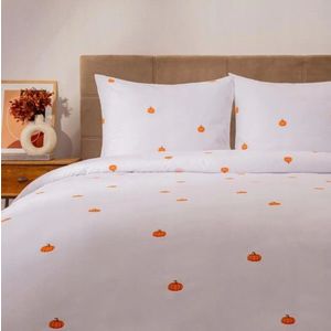 Lenjerie de pat King Size, Pump, Homla, 3 piese, 200x220 cm, bumbac, alb/portocaliu imagine