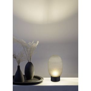 Lampa de masa Facette, TRIO, 11.8x20.5 cm, 1.5W, 1x SMD, sticla, negru/verde imagine