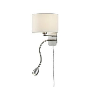 Lampa de perete Hotel, TRIO, 20x34.5x23.5 cm, 40W, 1x E14, metal/textil, alb/argintiu imagine