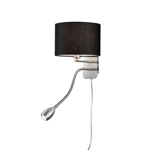 Lampa de perete Hotel, TRIO, 20x34.5x23.5 cm, 40W, 1x E14, metal/textil, negru/argintiu imagine