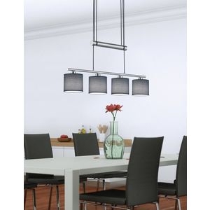 Lustra Garda, TRIO, 77x13.5x150 cm, 28W, 4x E14, metal/textil, argintiu/maro imagine