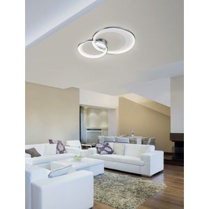 Plafoniera Granada, TRIO, 59x43x8.5 cm, 29W, 1x SMD, metal, argintiu/alb imagine
