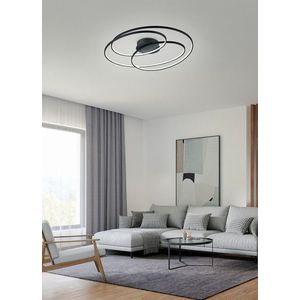 Plafoniera Gale, TRIO, 80x65x14.5 cm, 50W, 1x SMD, metal, negru mat imagine