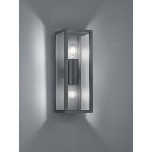 Aplica de perete pentru exterior Garonne, TRIO, 14x13.5x38 cm, 10W, 2x E27, aluminiu, antracit imagine