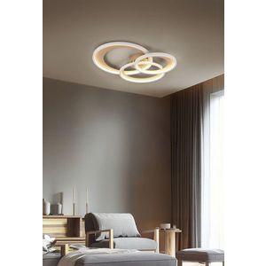 Plafoniera Granada, TRIO, 71.5x63.5x10.5 cm, 36W, 1x SMD, metal, maro/alb imagine