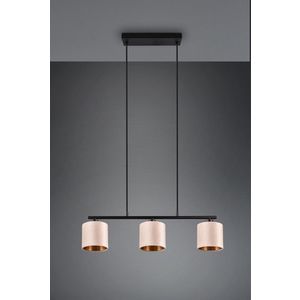 Lustra Julieta, TRIO, 66x15x150 cm, 40W, 3x E14, metal/textil, negru/bej imagine