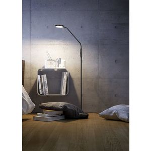 Lampadar Monza, TRIO, 25x50x145 cm, 12W, 1x SMD, metal, negru mat imagine