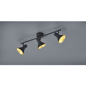 Plafoniera Nina, RL, 58x11x21 cm, 40W, 3x E14, metal, negru/auriu imagine