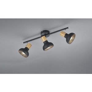 Plafoniera Latika, RL, 47x13.5x18.5 cm, 10W, 3x E14, metal, negru mat/natur imagine