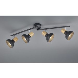 Plafoniera Latika, RL, 71x13.5x18.5 cm, 10W, 4x E14, metal, negru mat/natur imagine