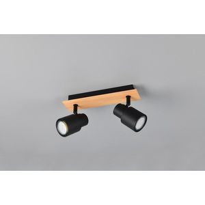 Plafoniera Pierre, RL, 25x6x15 cm, 10W, 2x GU10, metal, negru mat/natur imagine