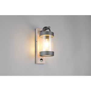 Aplica de perete pentru exterior cu senzor Sambesi, TRIO, 12.5x33 cm, 28W, 1x E27, aluminiu, antracit/natur imagine