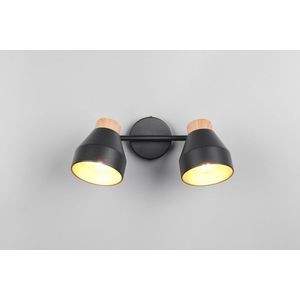 Plafoniera Valentin, RL, 32x15x21 cm, 10W, 2x E14, metal, negru mat/natur imagine