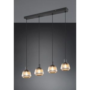 Lustra Tarifa, TRIO, 90.5x15x150 cm, 25W, 4x E27, metal, negru mat/argintiu imagine